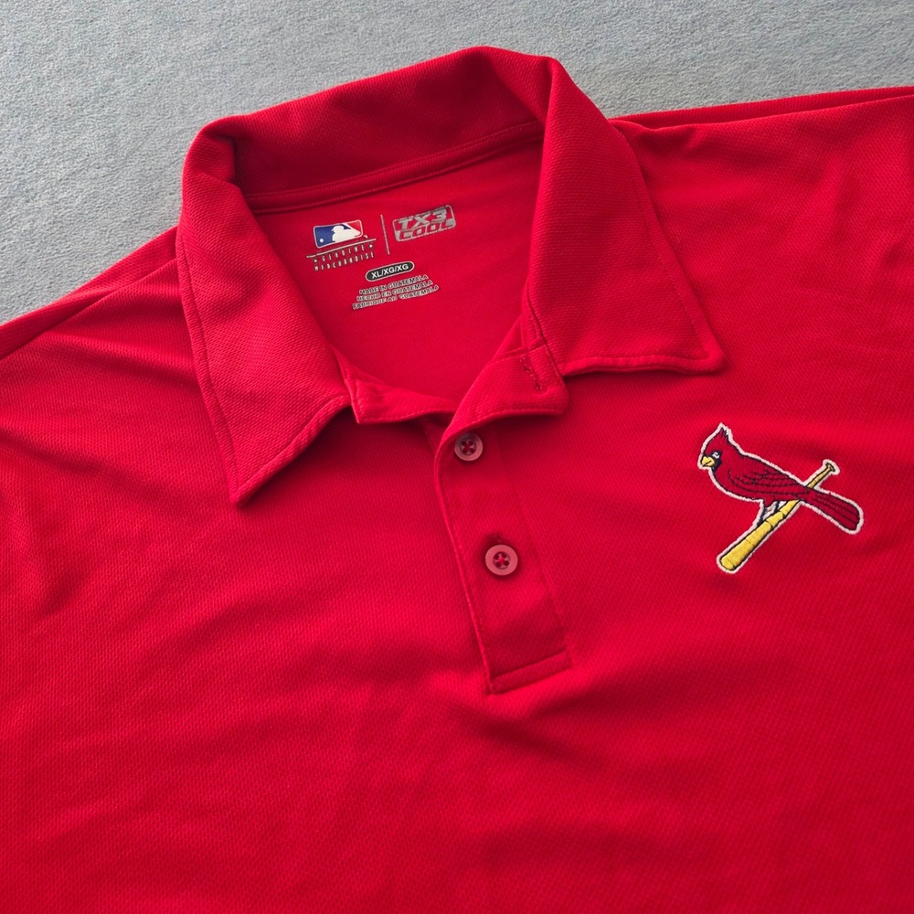 MLB St. Louis Cardinals Red TX3 Cool Performance Polo Shirt Mens XL